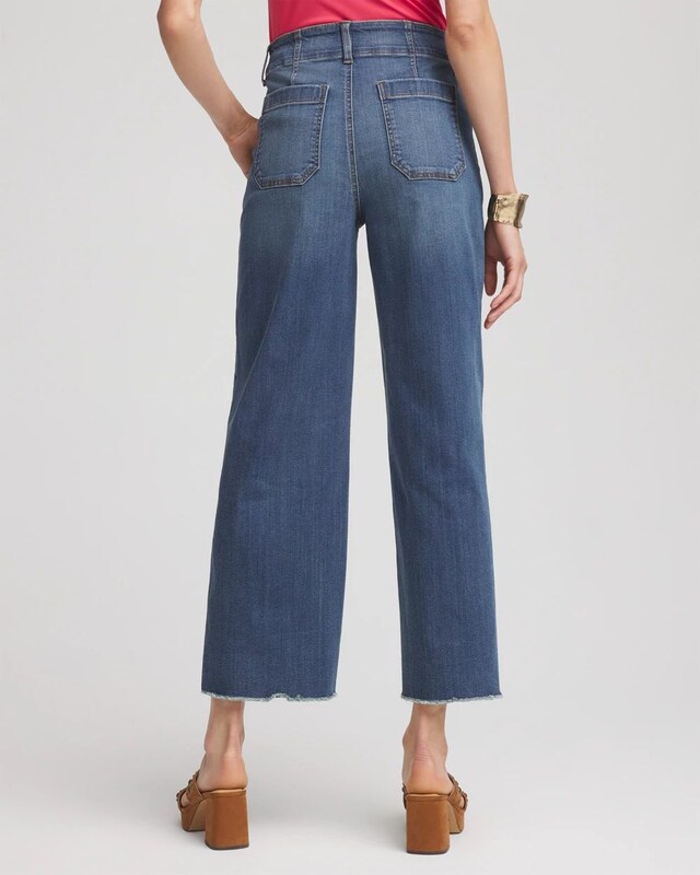 Pull-On Cropped Wide-Leg Frayed Jeans - image 3
